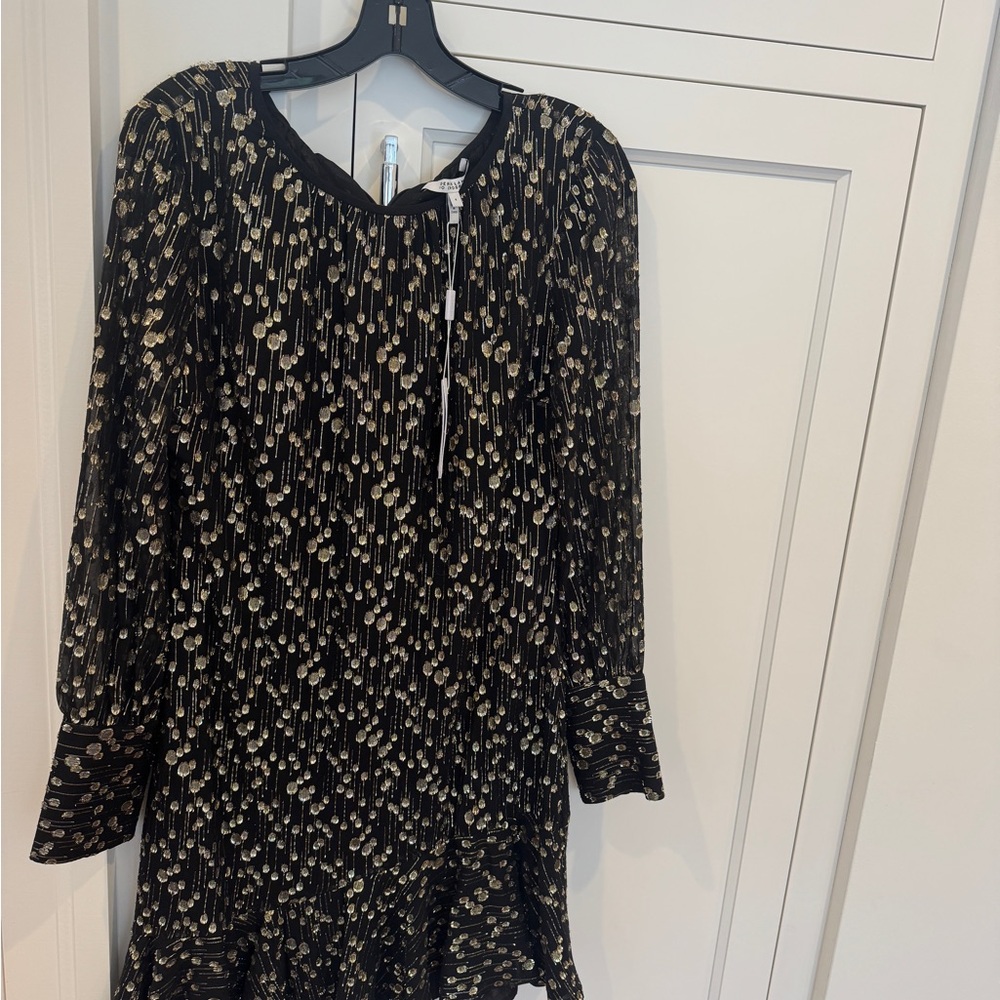 10 Crosby Derek Lam Black and Gold Long Sleeve Dress